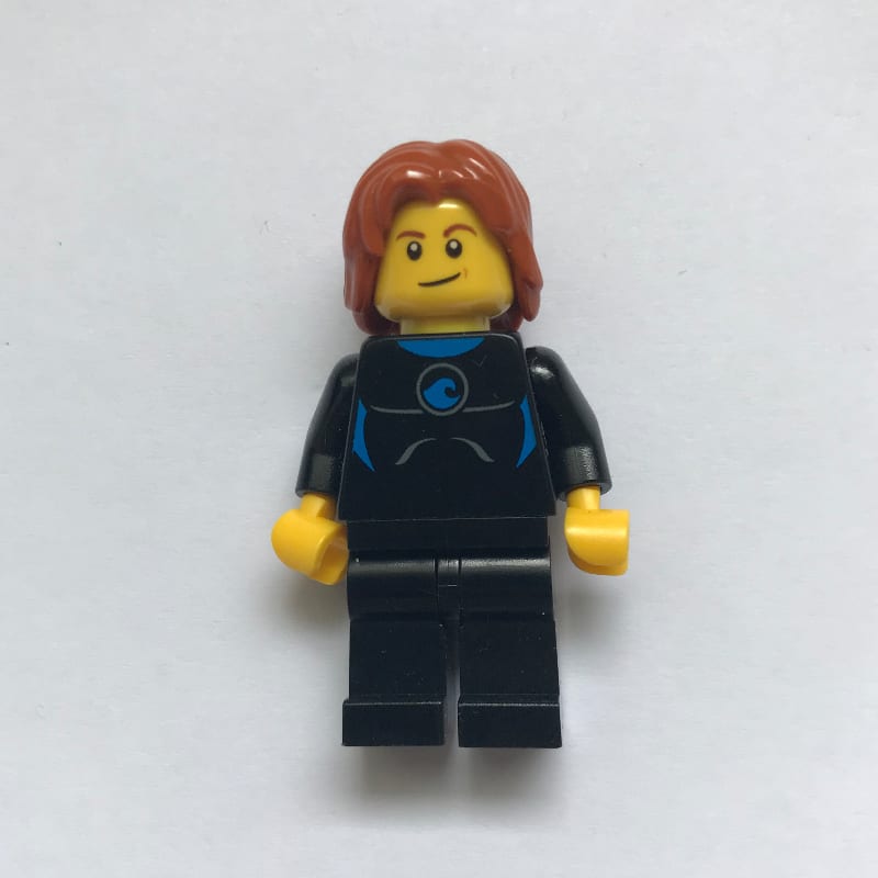Man, Black Wetsuit, Mid-Length Dark Orange Hair