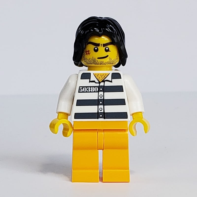 Criminal, Prison Shirt with #50380, Bright Light Orange Legs, Black Hair