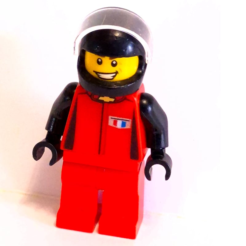 Race Driver, Red Torso, Red Legs, Black Helmet, Chevrolet