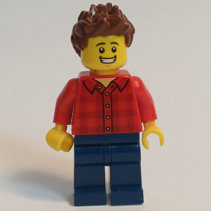 Red Torso, Dark Blue Legs, Reddish Brown Hair