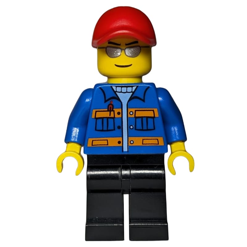 Blue Torso, Black Legs, Red Cap, Sunglasses