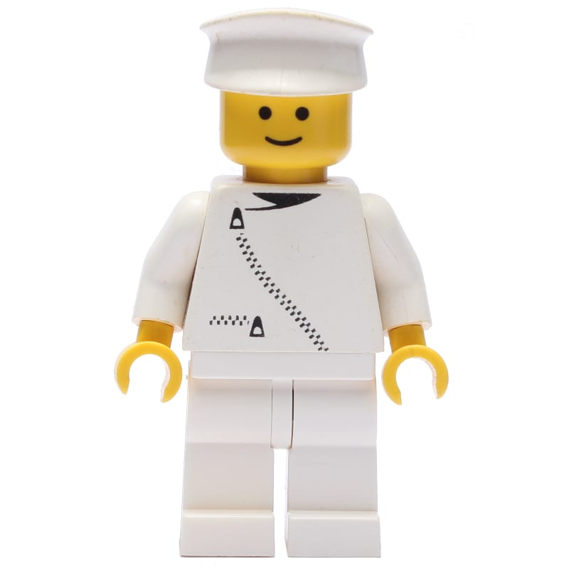 Man, White Jacket with Zipper, White Legs, White Hat