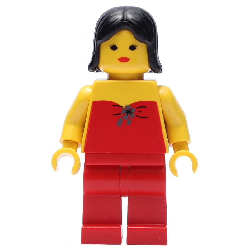 Woman, Red Halter Top, Red Legs, Black Hair