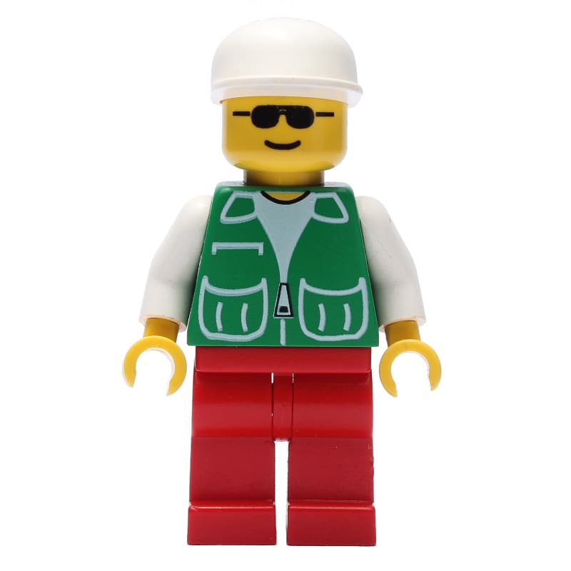 Man, Green Jacket, Red Legs, White Cap