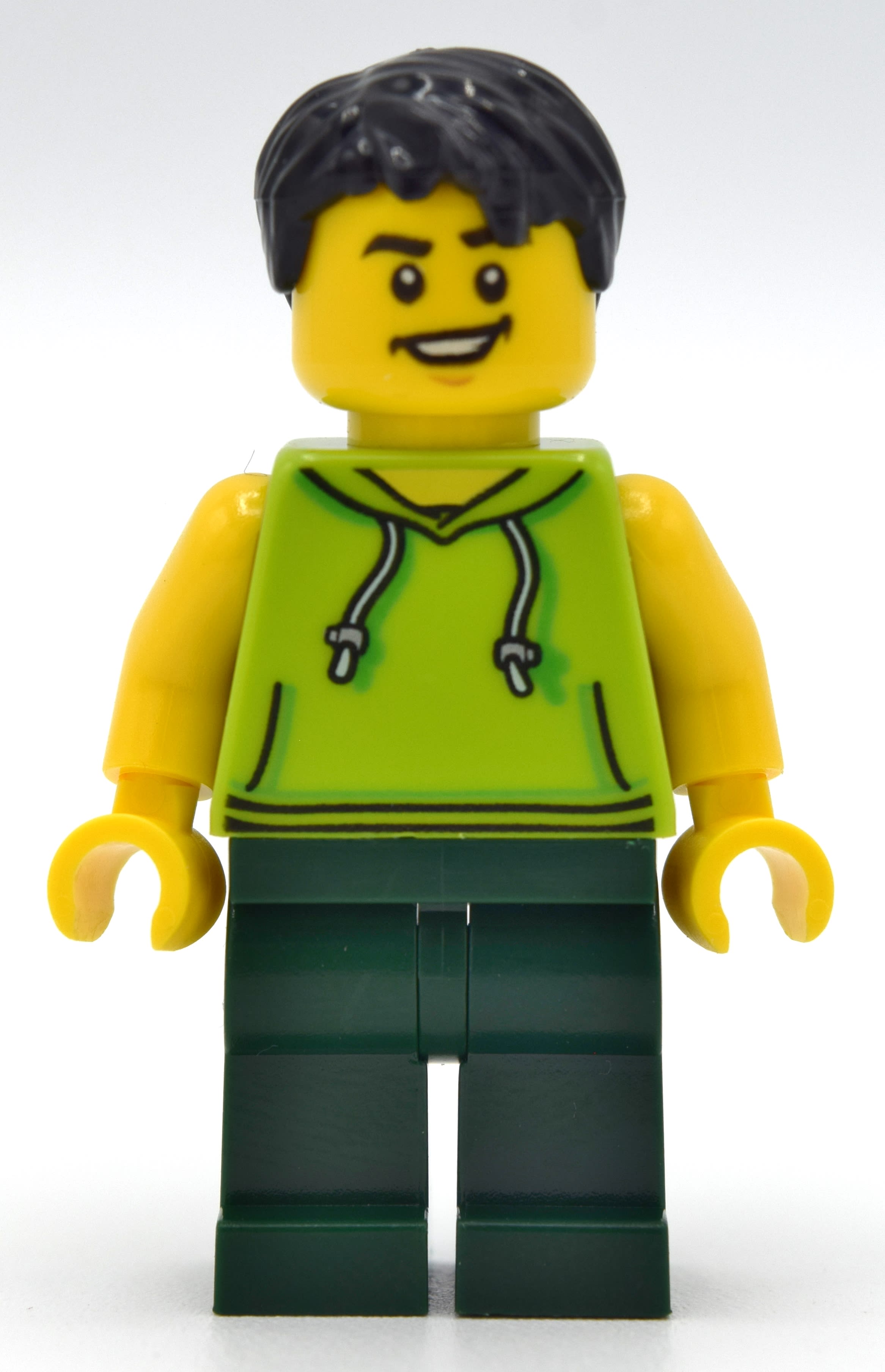 Lime Torso, Dark Green Legs, Black Hair