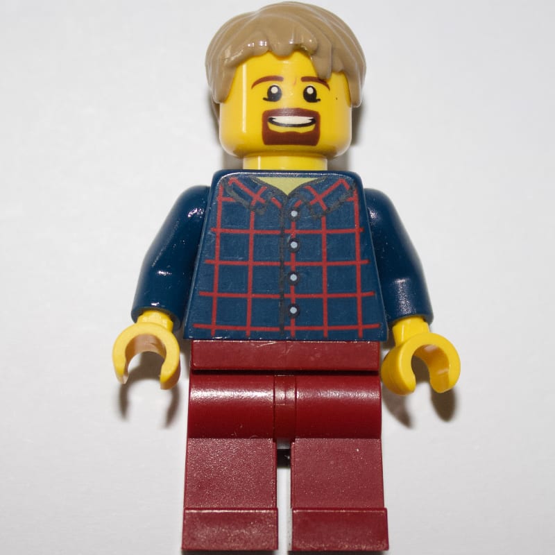 Dark Blue Torso, Dark Red Legs, Dark Tan Hair
