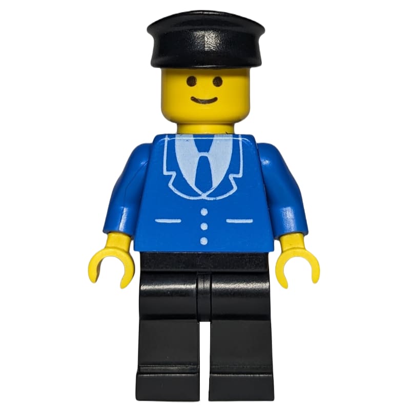 Man, Blue Jacket with Tie and Three Buttons, Black Legs, Black Hat