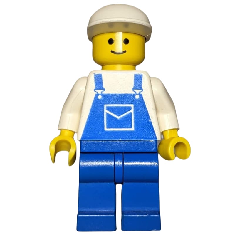 Man, Blue Overalls, White Cap
