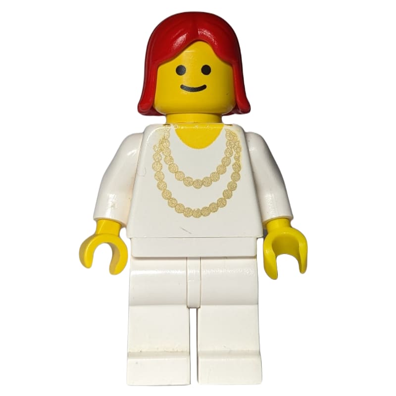 Woman, White Shirt with Gold Necklace, White Legs, Red Hair