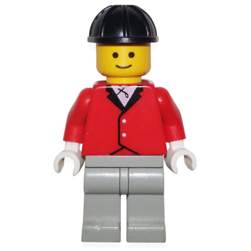 Man, Red Riding Jacket, Light Gray Legs, Black Hard Hat (3626a head)