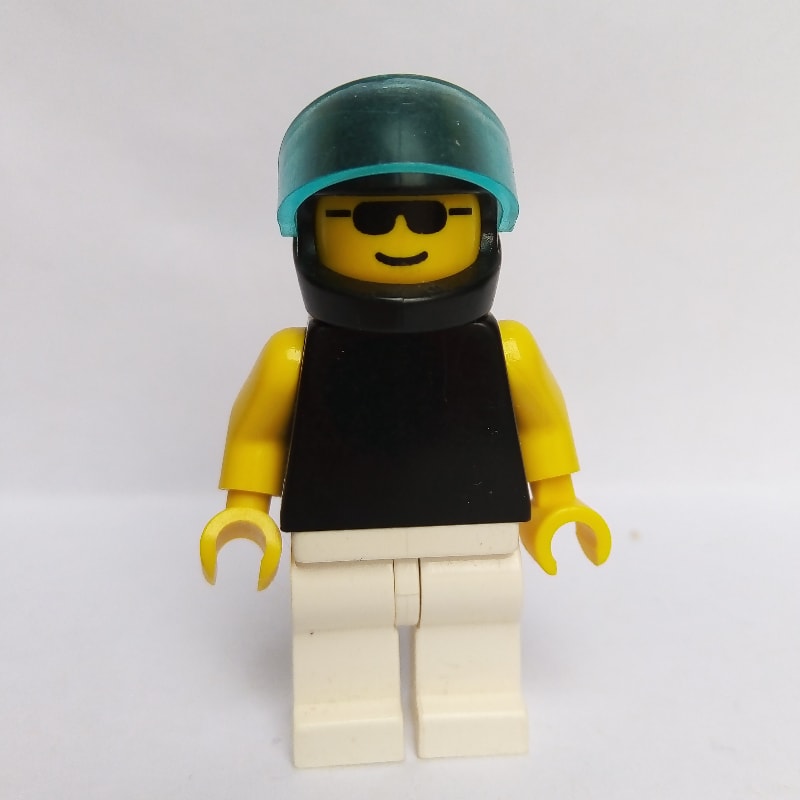Man, Black Torso, White Legs, Black Helmet with Visor, Sunglasses
