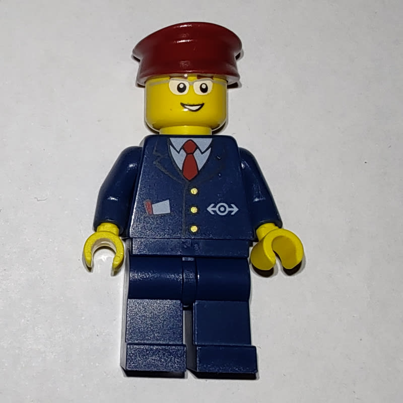 Train Worker - Dark Blue Torso, Dark BLue Legs, Dark Red Hat