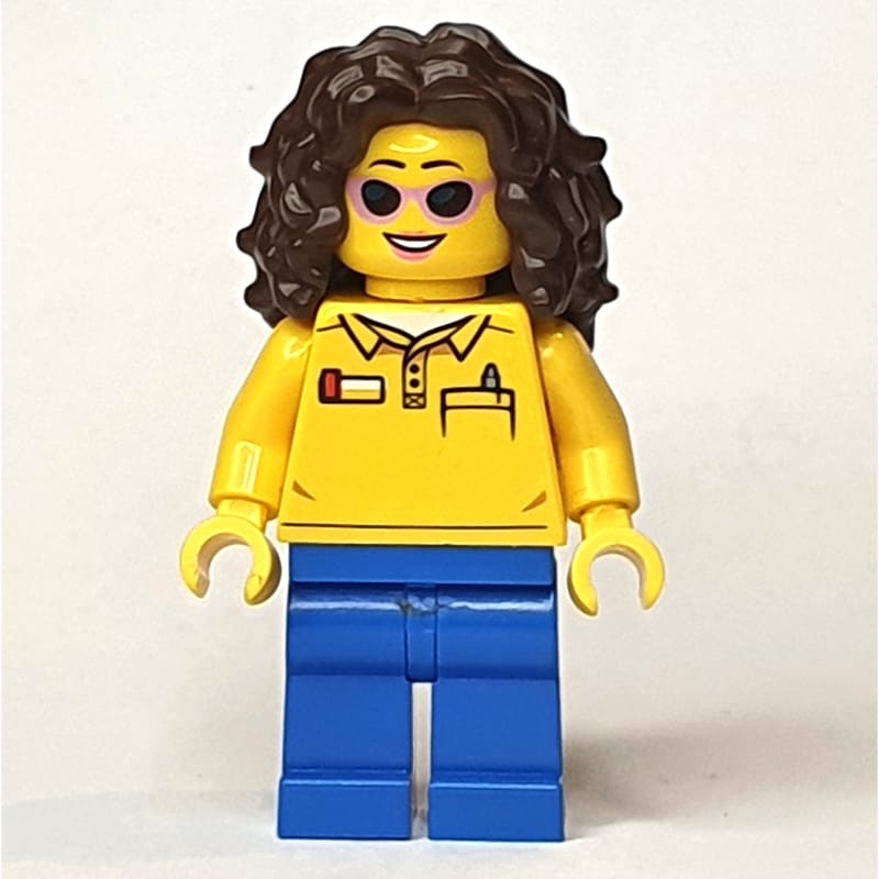 Yellow Torso, Blue Legs, Dark Brown Hair