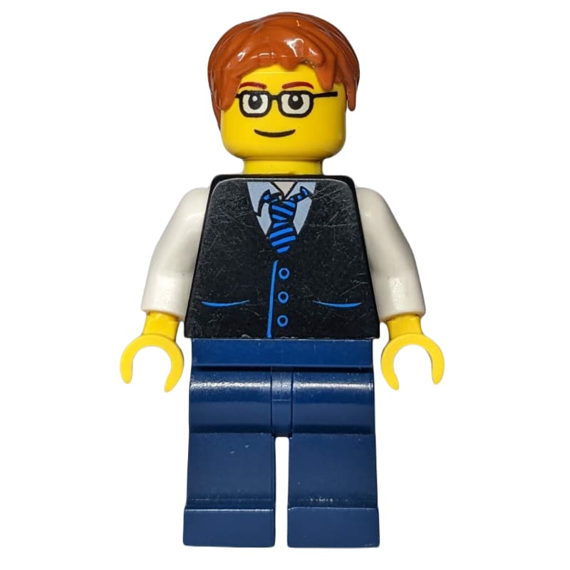 Black Torso, Dark Blue Legs, Dark Orange Hair - Squared Glasses