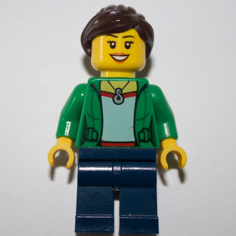 Green Torso, Dark Blue Legs, Dark Brown Hair