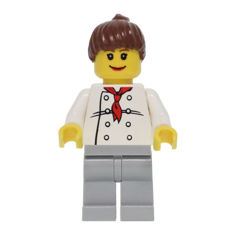 Chef, Woman, Red Neckerchief, Light Bluish Gray Legs, Reddish Brown Hair, 3626bpr0043 Head