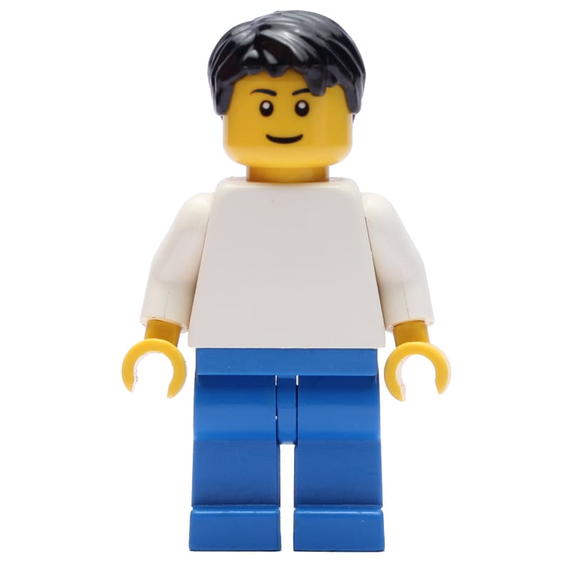 White Torso, Blue Legs, Black Hair