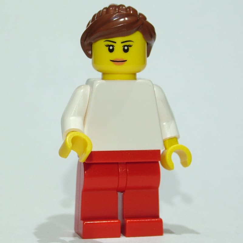 White Torso, Red Legs, Dark Brown Hair