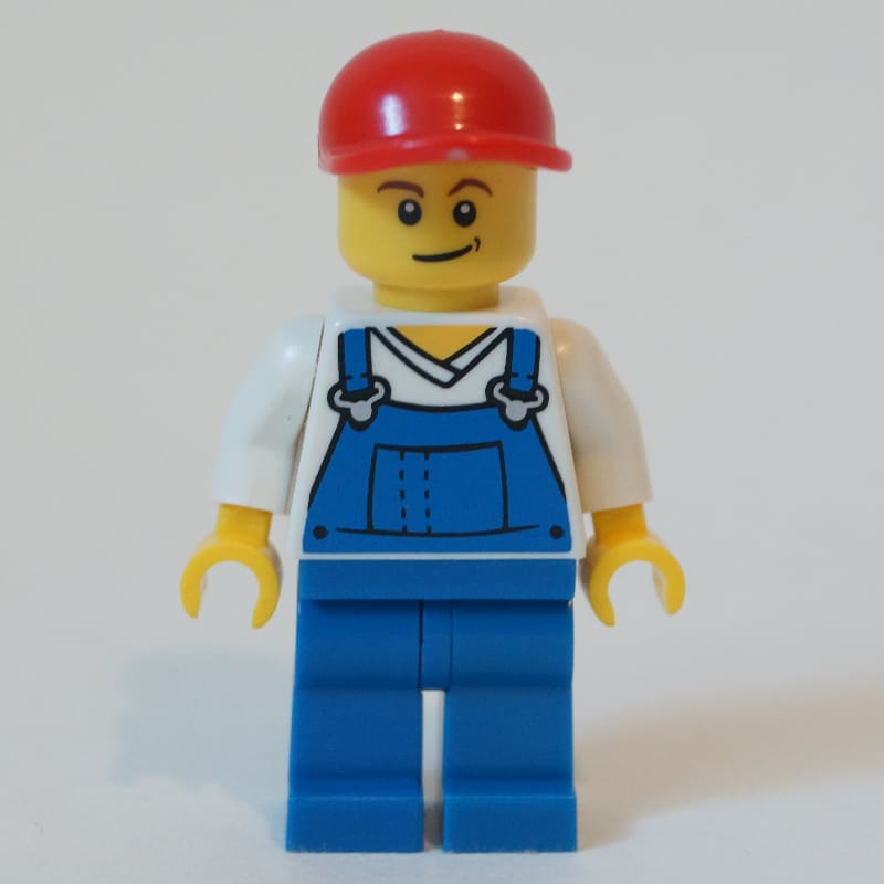 White Torso, Blue Overall, Red Cap, Male (3626b Head)