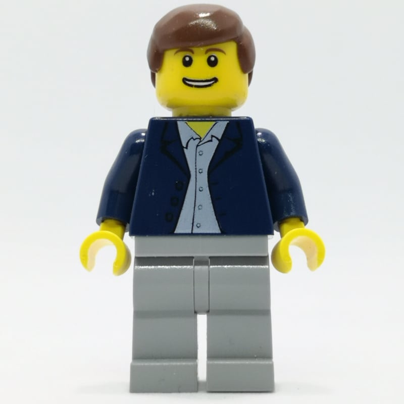 Man, Open Dark Blue Jacket, Light Bluish Gray Legs, Reddish Brown Hair