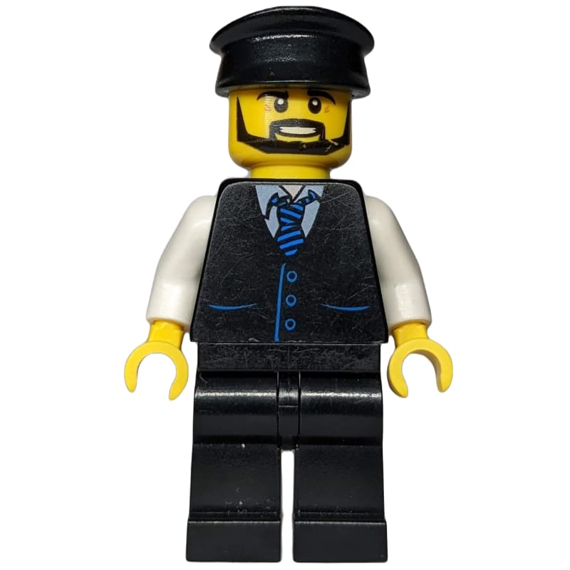 Man, Black Vest with Tie, Black Hat, Beard