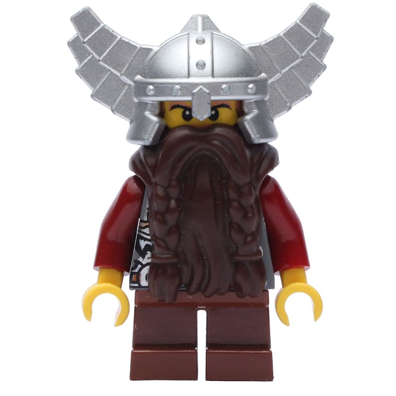 Dwarf, Dark Brown Beard, Metallic Silver Winged Helmet