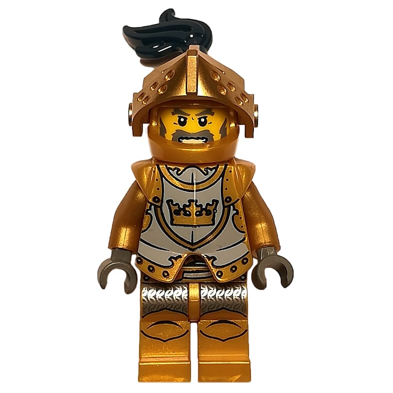 Knight, Gold, Armor, Helmet with Visor and Dark Blue Plume