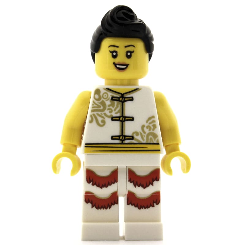 Woman, White Robes with Ties, White Legs, Black Hair