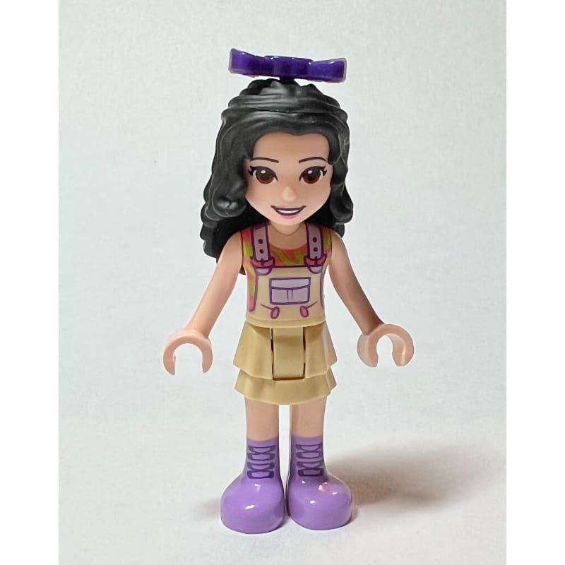 Emma - Tan Overall, Black Hair, Bow