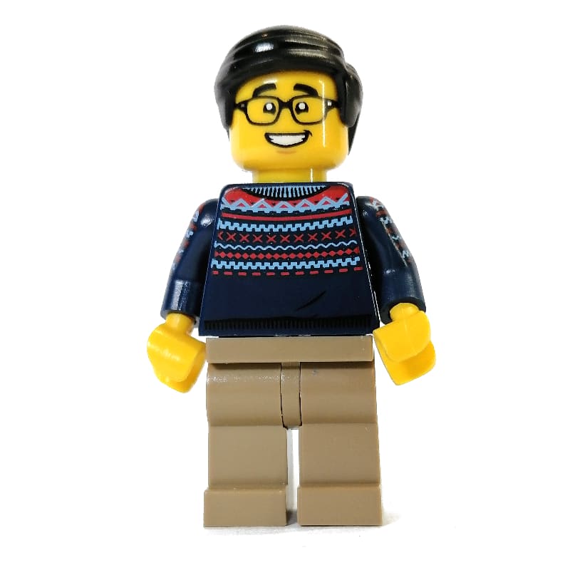 Dark Blue Torso, Tan Legs, Black Hair