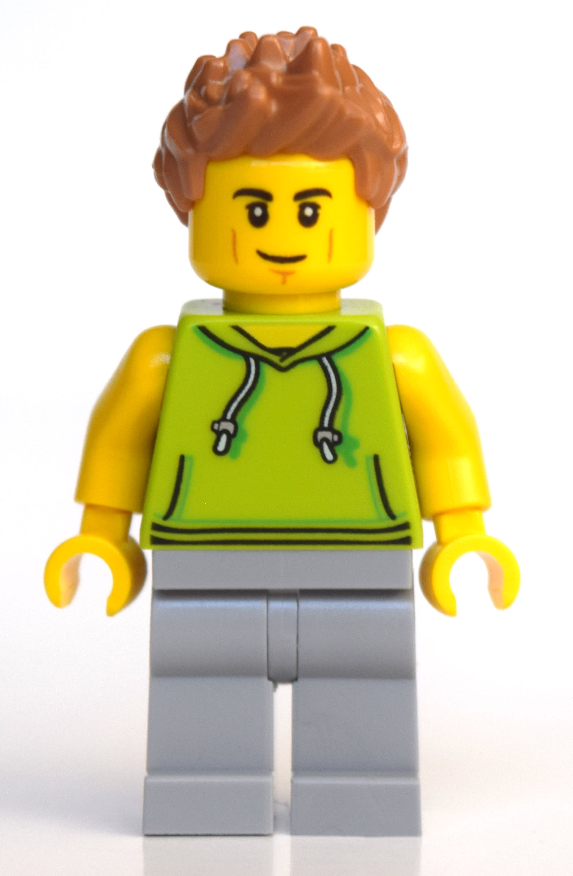 Man, Lime Hoodie, Light Bluish Gray Legs, Medium Nougat Hair