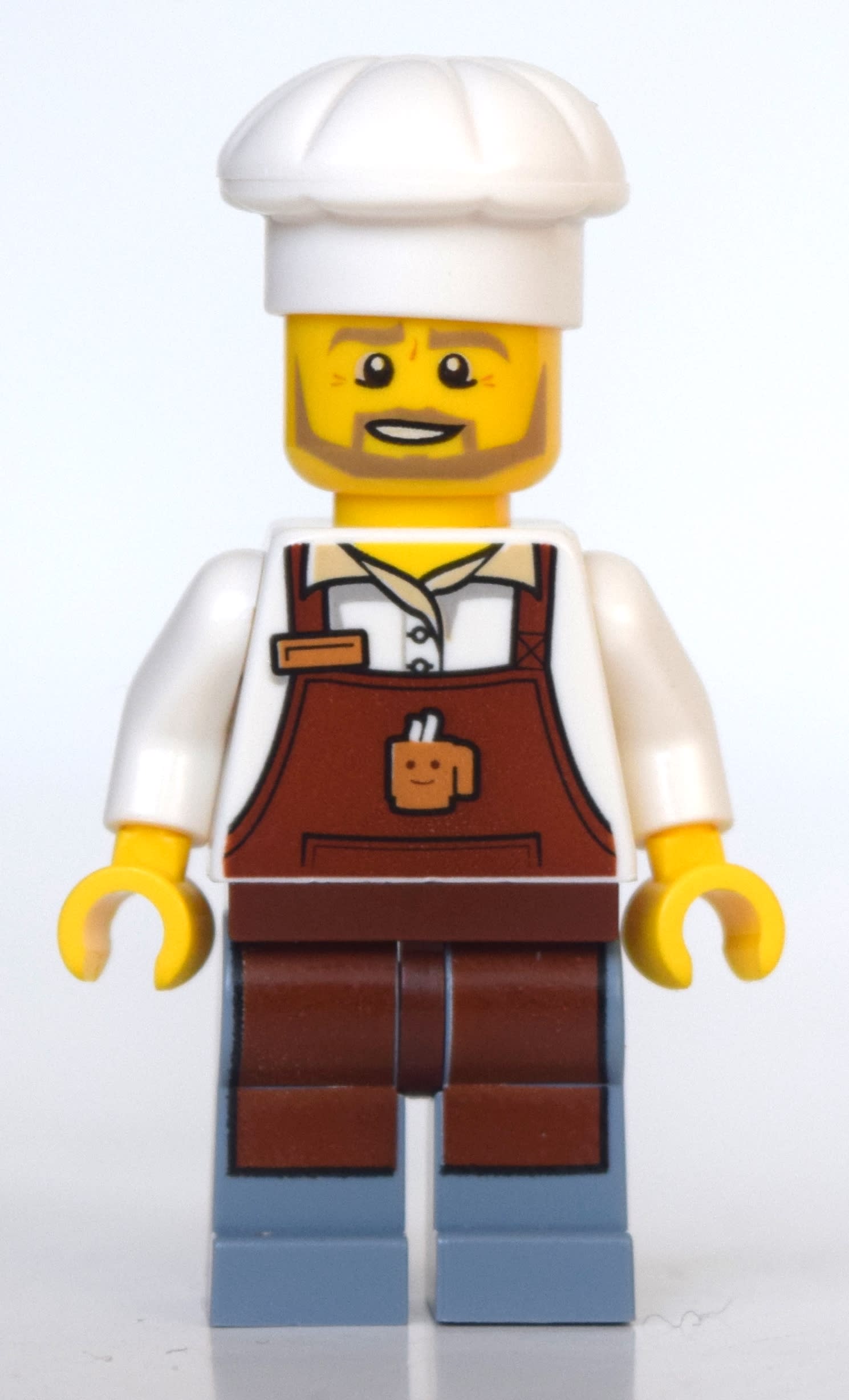Barista, Reddish Brown Apron, Sand Blue Legs, Chef Hat