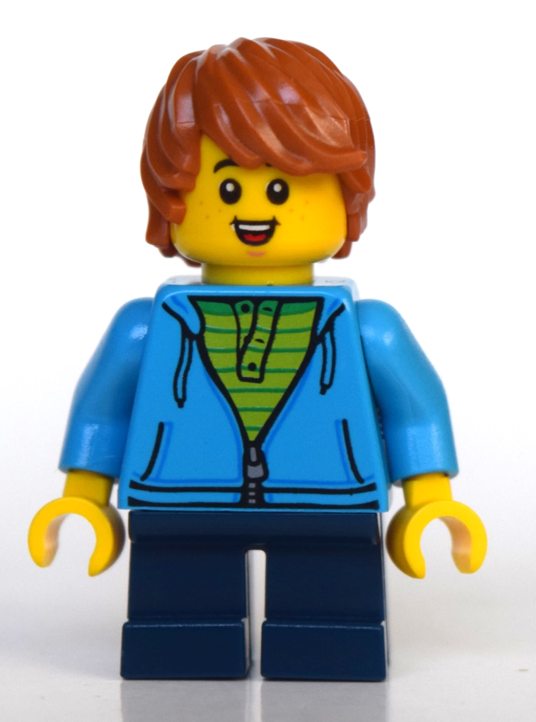 Boy, Dark Azure Hoodie, Short Dark Blue Legs, Dark Orange Hair