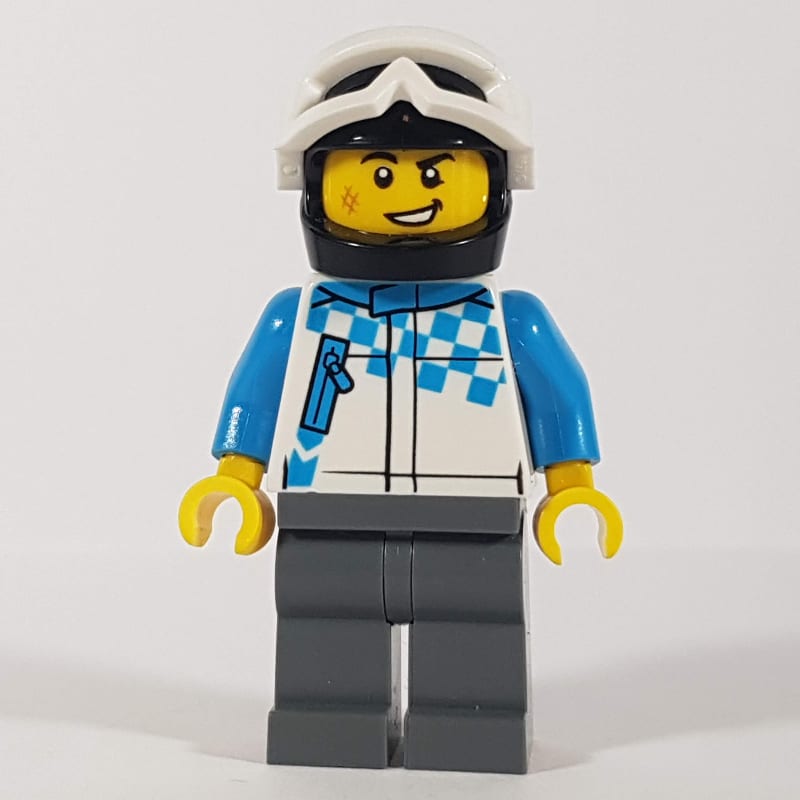 Man, Racing Jacket, Black Helmet with White Snow Goggles