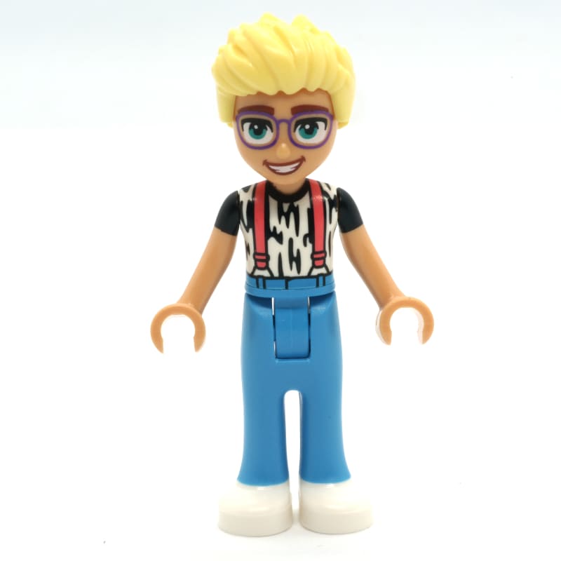 Olly - Animal Print Shirt, Dark Azure Pants, White Shoes