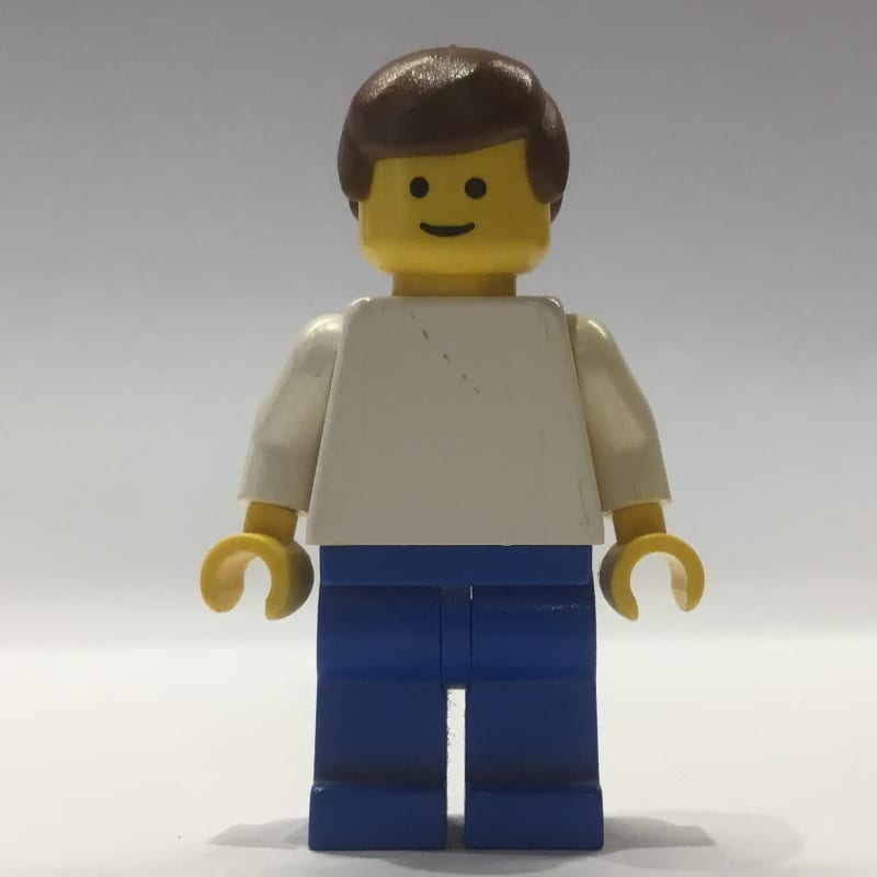 White Torso, Blue Legs, Brown Hair - 3626a Head