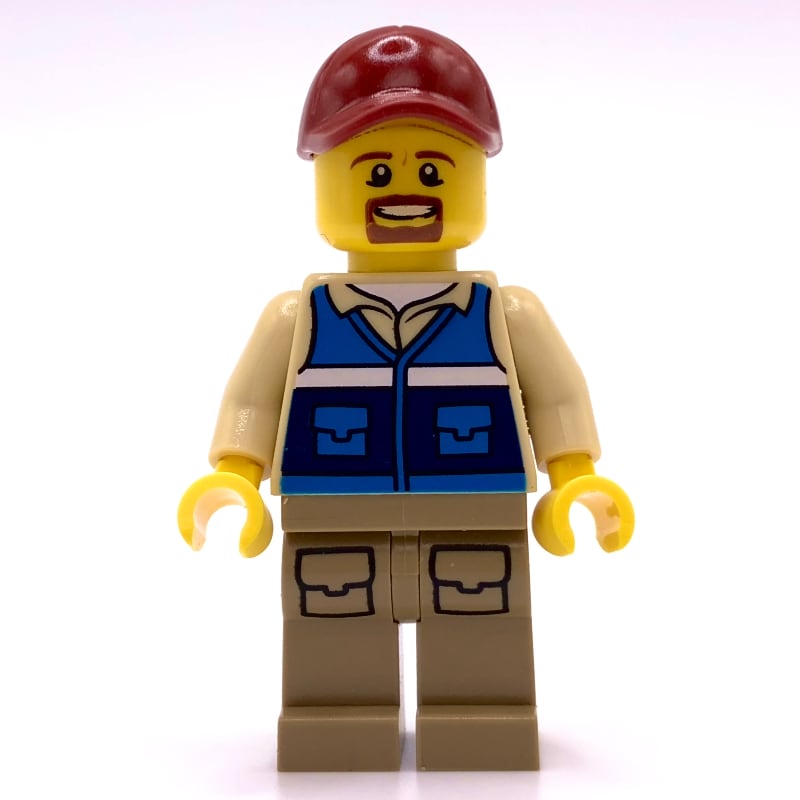 Man, Blue Vest, Dark Red Cap, Goatee Beard