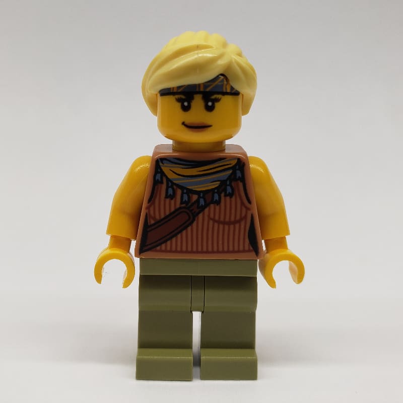 Jessica Sharpe, Vest Top with Necklace, Olive Green Legs, Bright Light Yellow Hair