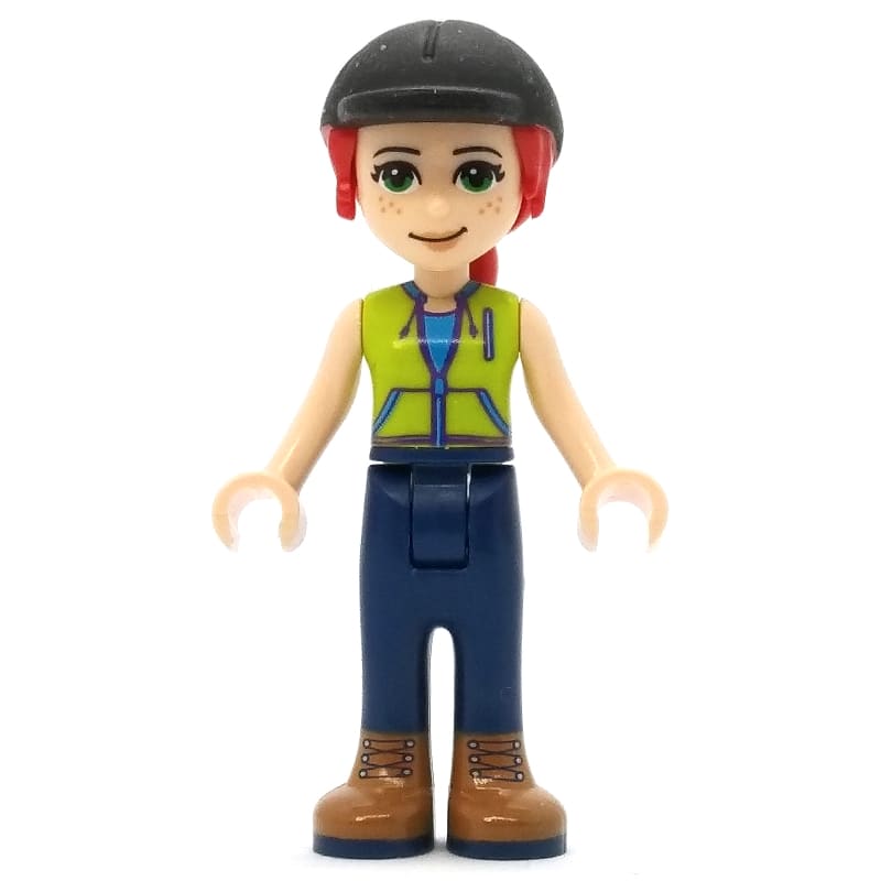 Mia - Lime Top, Dark Blue Pants, Black Cap