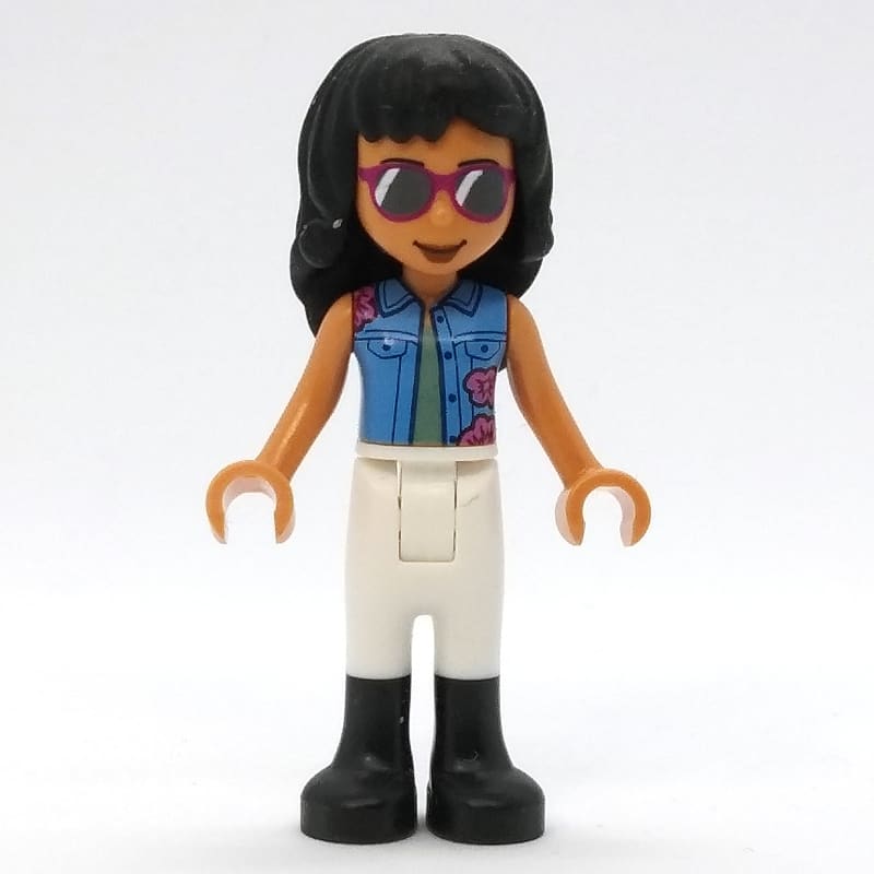 Savannah - Medium Blue Jacket, White Pants, Black Hair