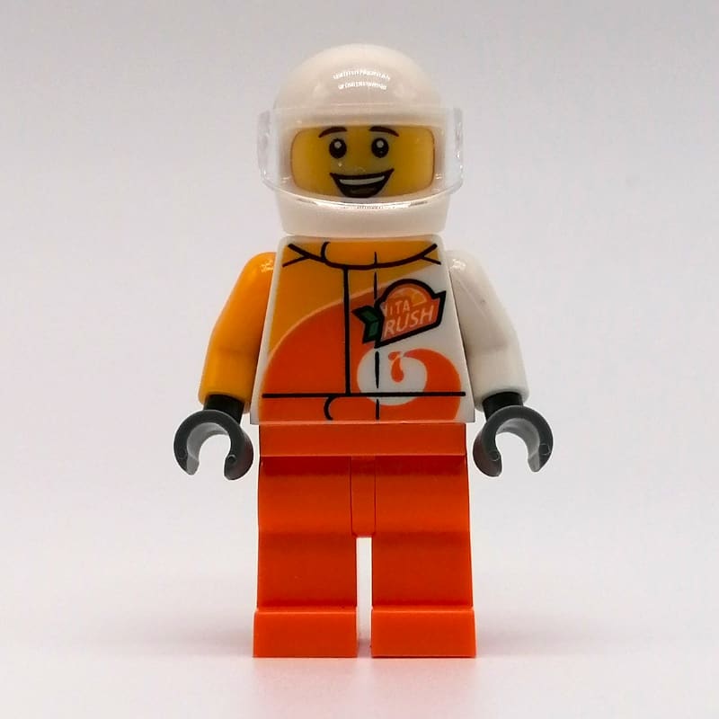 Driver - White Torso, Orange Legs, White Helmet