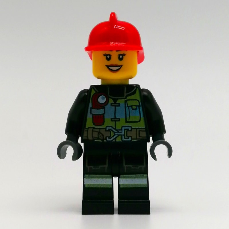 Fire Fighter - Black Torso, Black Legs, Red Helmet, Female