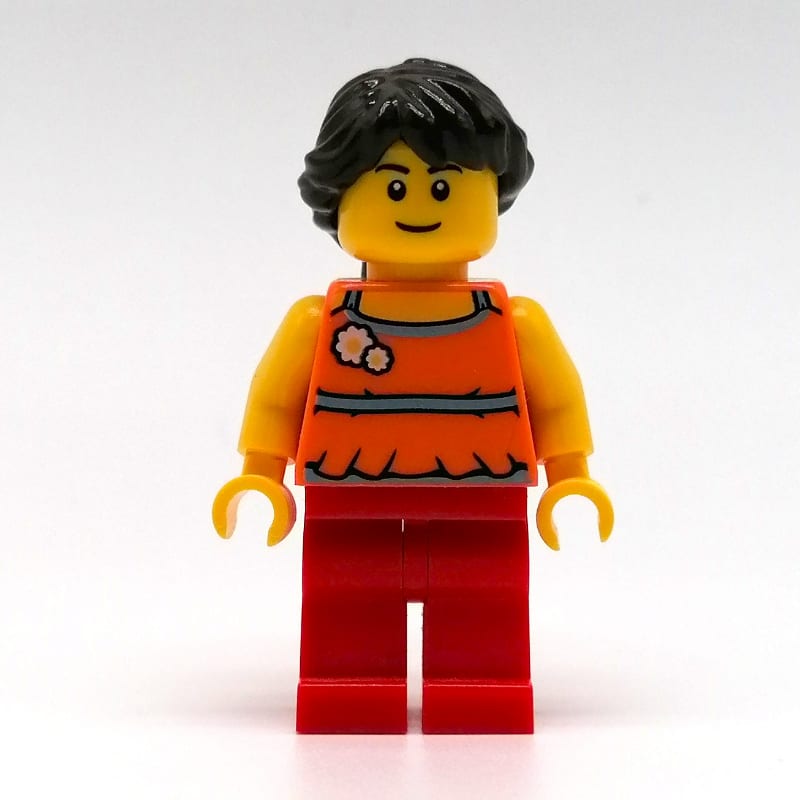 Orange Torso, Red Legs, Dark Brown Hair