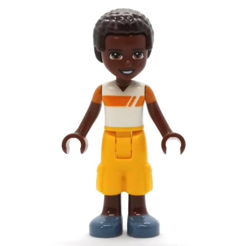 Elijah - White/Orange Shirt, Bright Light Orange Pants, Dark Brown Hair