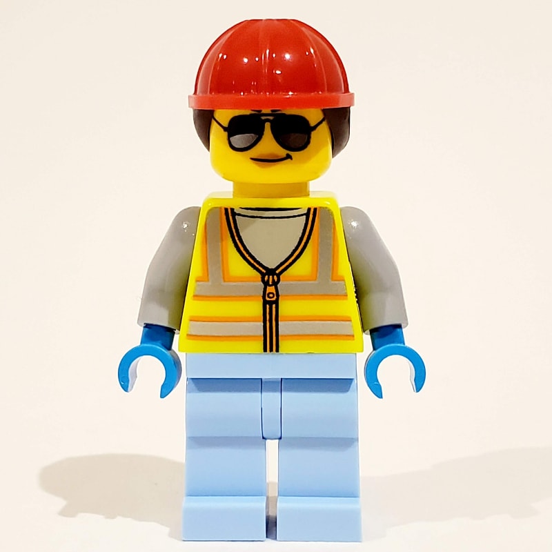 Woman, Vibrant Yellow Safety Vest, Red Hard Hat
