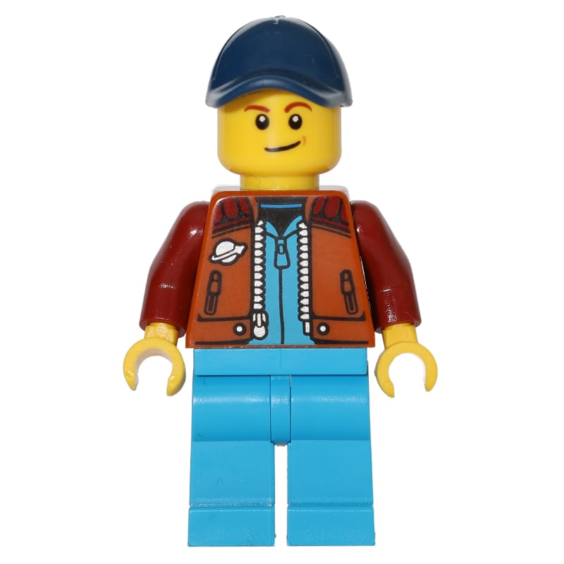 Man, Dark Orange Jacket, Dark Azure Legs, Dark Blue Cap