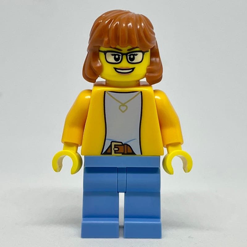 Woman, Bright Light Orange Torso, Medium Blue Legs, Long Dark Orange Hair