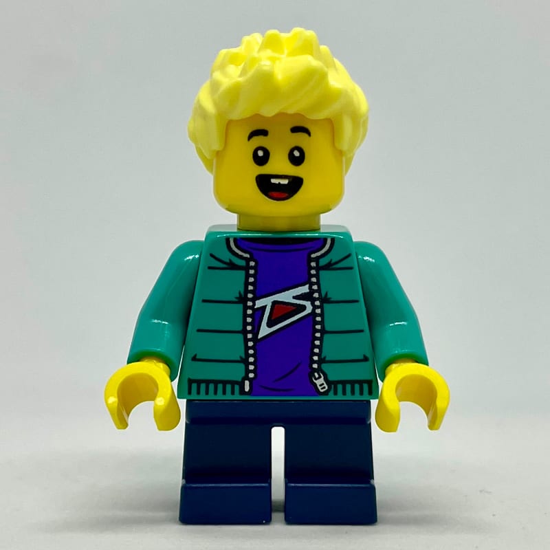 Boy, Dark Turquoise Jacket, Short Dark Blue Legs