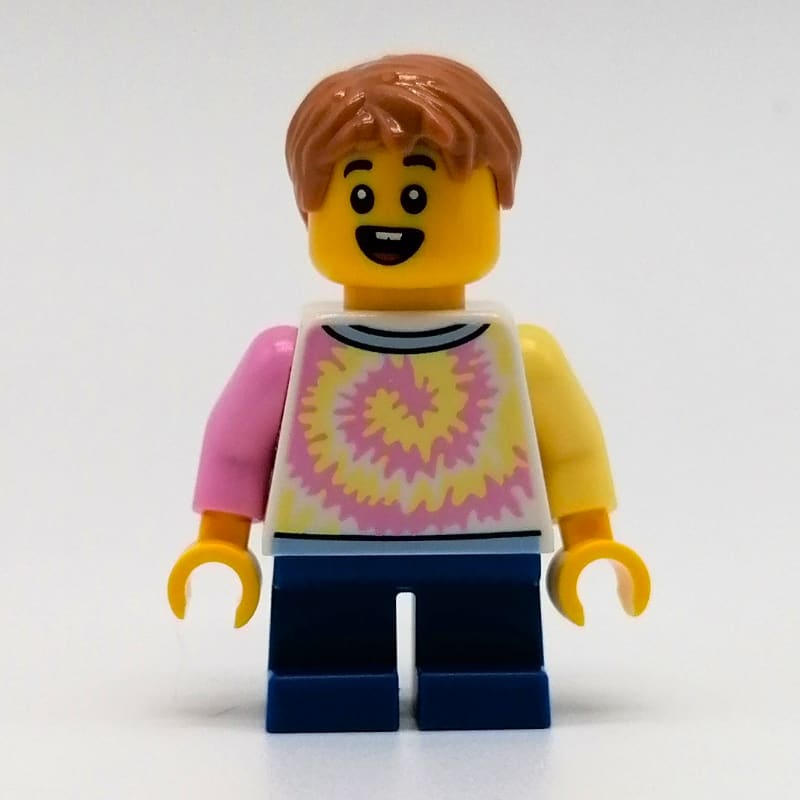 Boy, Tie-dye Shirt, Short Blue Legs