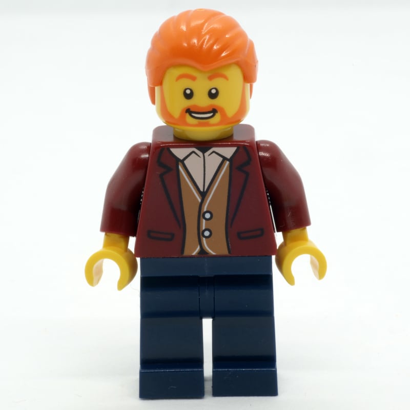 Man, Dark Red Jacket, Dark Blue Legs, Orange Hair